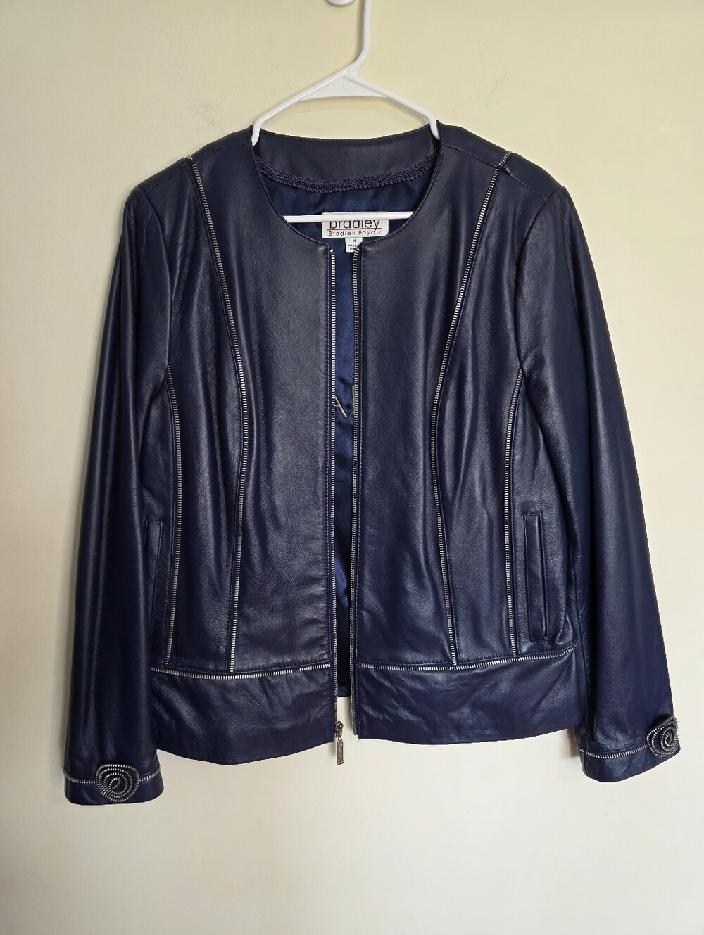 Bradley Deep Eggplant Leather Zip-Front Women's Jacket